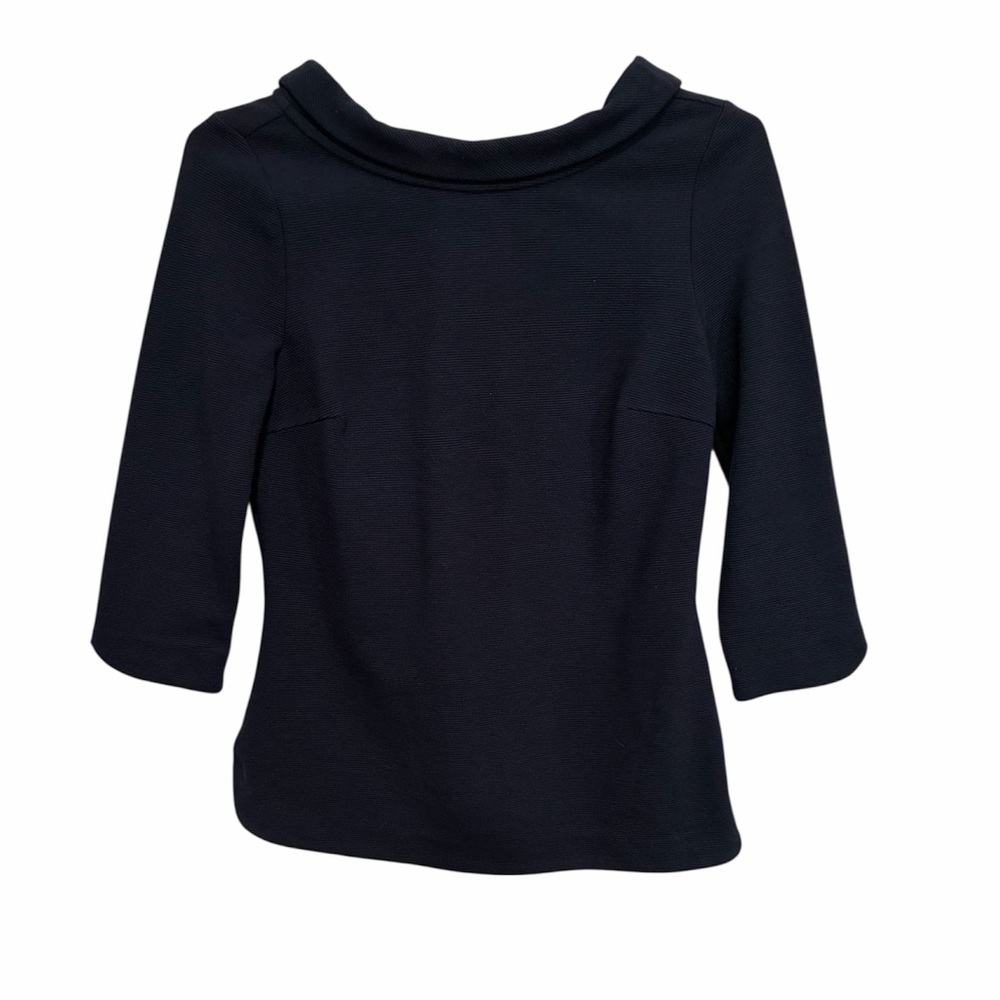 Boden Sarah Ottoman Boat Neck Peter Pan Collar Navy Top Size 6 striped back